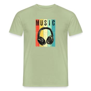 Electronic Music Lover DJ Kopfhörer - Männer T-Shirt - Sage - Vorne - AI Model Male 178 light (178cm)