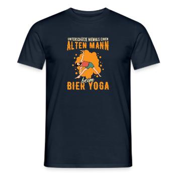 Yoga Meditieren Sport Fitness Bier Yoga - Männer T-Shirt - Navy - Vorne - AI Model Male 178 light (178cm)