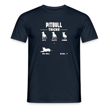 Pitbull Terrier Pittie funny staffordshire Tricks - Männer T-Shirt - Navy - Vorne - AI Model Male 178 light (178cm)