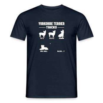 Witziges Hundehalter Yorkshire Terrier Tricks - Männer T-Shirt - Navy - Vorne - AI Model Male 178 light (178cm)