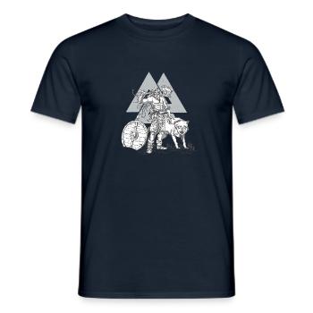 Viking Odin’s Wolves Viking Motif Sport - T-shirt homme - marine - Devant - AI Model Male 178 light (178cm)