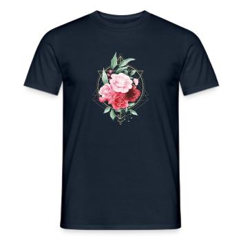 Boho Style Géométrie Roses Fleur Rétro Vintage - T-shirt homme - marine - Devant - AI Model Male 178 light (178cm)