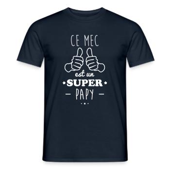 Ce mec est un super papy,cadeau grand-père,papi - T-shirt homme - marine - Devant - AI Model Male 178 light (178cm)