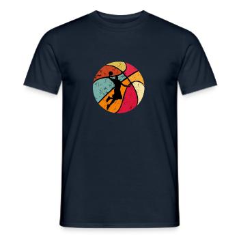 Basketball 70er 80er 90er Vintage Retro - Männer T-Shirt - Navy - Vorne - AI Model Male 178 light (178cm)