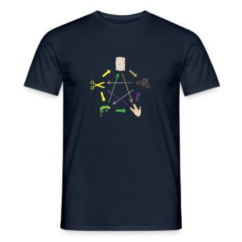 Scissors rock paper lizard ... nerd & geek - Men's T-Shirt - navy - Front - AI Model Male 178 light (178cm)