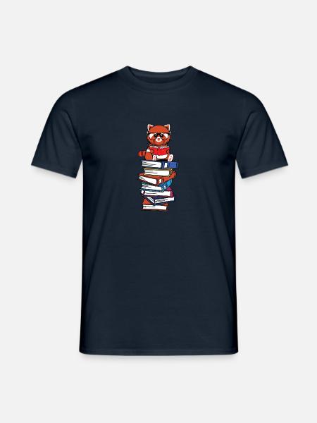 Kawaii Roter Panda Bücher Lesen - Männer T-Shirt - Navy