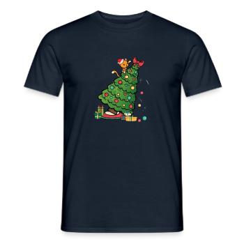 Cat Christmas Tree - Christmas Kitten - Men's T-Shirt - navy - Front - AI Model Male 178 light (178cm)