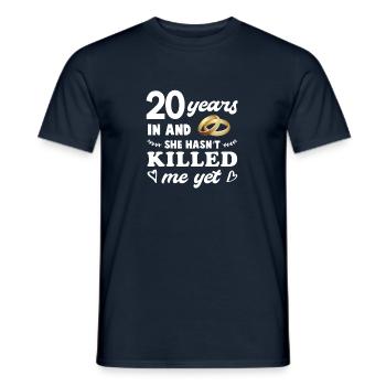 Hochzeitstag Porzelan Hochzeit Geschenk 20 Jahre - Männer T-Shirt - Navy - Vorne - AI Model Male 178 light (178cm)
