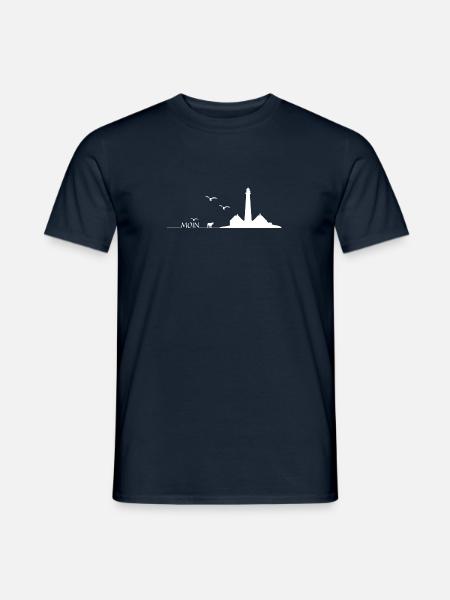 Moin Westerhever Leuchtturm mit Schaf und Möwen - Männer T-Shirt - Navy