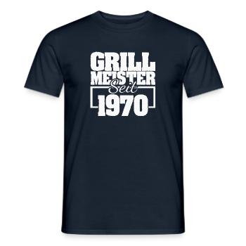 Jahr 1970 - Männer T-Shirt - Navy - Vorne - AI Model Male 178 light (178cm)