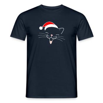 Meowy catmas - T-shirt homme - marine - Devant - AI Model Male 178 light (178cm)
