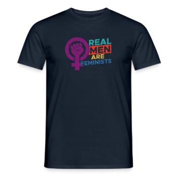 Real Men are Feminists Geschenk - Männer T-Shirt - Navy - Vorne - AI Model Male 178 light (178cm)