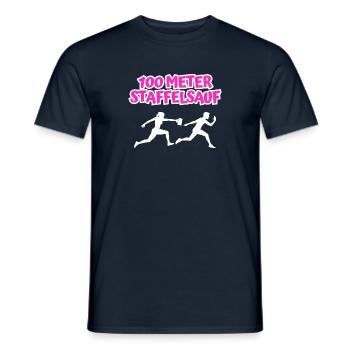 100 Meter Staffel Sauf - Männer T-Shirt - Navy - Vorne - AI Model Male 178 light (178cm)