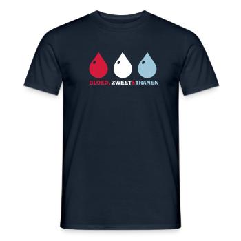 Bloed, Zweet en Tranen - Heren T-shirt - navy - Voor - AI Model Male 178 light (178cm)