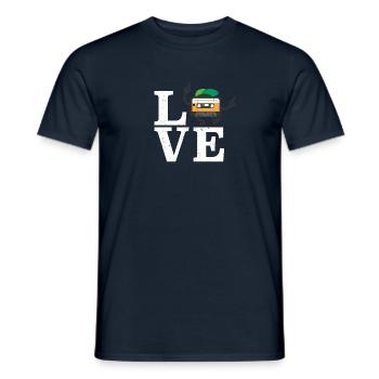 Love Liebe Retro Vintage Kassette 80er 90er Tanzen - Men's T-Shirt - navy - Front - AI Model Male 178 light (178cm)