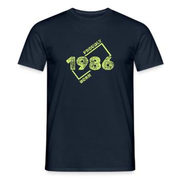 1986 1986 - Men's T-Shirt - navy - Front - AI Model Male 178 light (178cm)