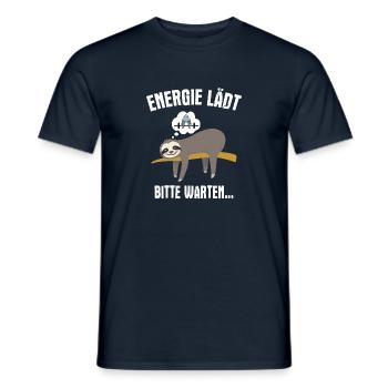 Energie lädt Bitte warten ... Faultier Sport - Männer T-Shirt - Navy - Vorne - AI Model Male 178 light (178cm)