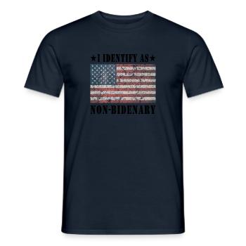 Je m’identifie comme non-bidénal - 2024 - T-shirt homme - marine - Devant - AI Model Male 178 light (178cm)