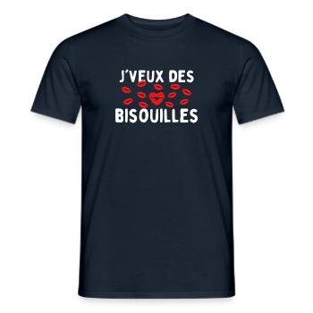 Je veux des bisouilles cadeau st valentin - T-shirt homme - marine - Devant - AI Model Male 178 light (178cm)