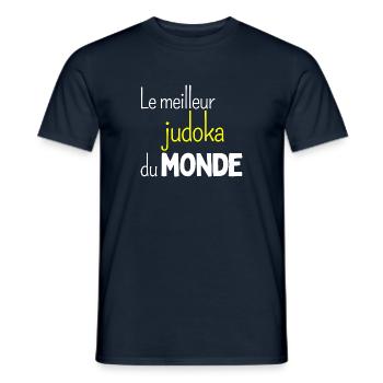 judo meilleur du monde - idee cadeau judo - T-shirt homme - marine - Devant - AI Model Male 178 light (178cm)