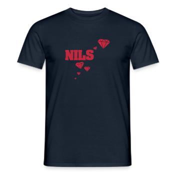 First name Nils - Men's T-Shirt - navy - Front - AI Model Male 178 light (178cm)