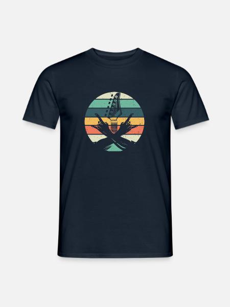 Gitarre & Pommesgabel Rock Hardrock & Heavy Metal - Männer T-Shirt - Navy