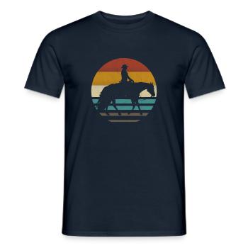 Western cavalière de l’Ouest Cheval Cowgirls Retro - T-shirt homme - marine - Devant - AI Model Male 178 light (178cm)