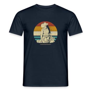 Westernreiten Westernreiterin Pferd Cowgirls Retro - Männer T-Shirt - Navy - Vorne - AI Model Male 178 light (178cm)