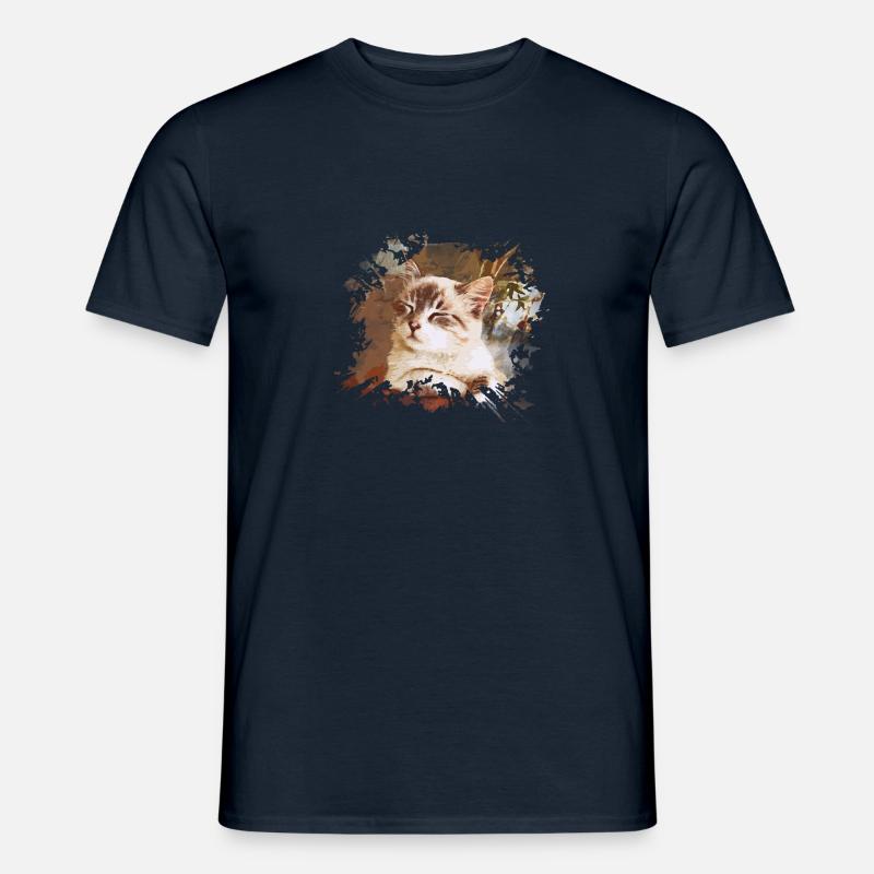 Katze - Männer T-Shirt - Navy