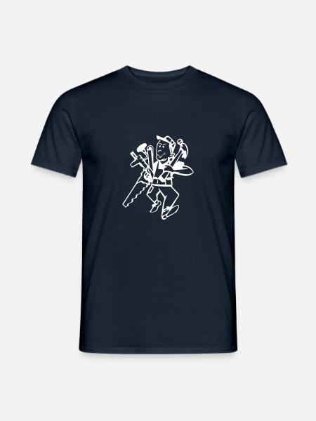 Handwerker, Hammer, Säge, Maßstab - Zimmermann - Männer T-Shirt - Navy