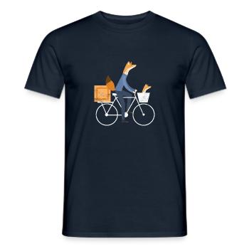 Roue de vélo de coureur de vélo de vélo de cadeau de Fox - T-shirt homme - marine - Devant - AI Model Male 178 light (178cm)