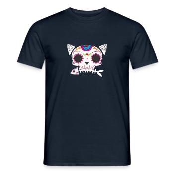 Cat from Mexico with fish gift idea - Men's T-Shirt - navy - Front - AI Model Male 178 light (178cm)