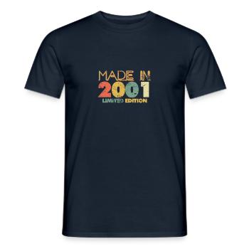 Fabriqué en 2001 Cadeau d'anniversaire limité - T-shirt homme - marine - Devant - AI Model Male 178 light (178cm)