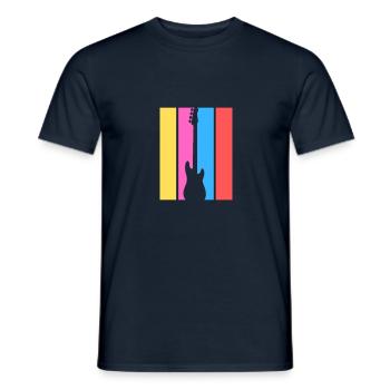 Retro bunte Rockmusik-Gitarre - Männer T-Shirt - Navy - Vorne - AI Model Male 178 light (178cm)