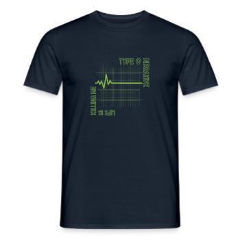 life is killing me type 0 negative - Men's T-Shirt - navy - Front - AI Model Male 178 light (178cm)