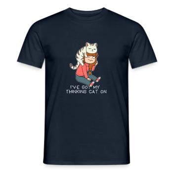 Thinking Thinking Cat Thinking Superior Hat Hats - Men's T-Shirt - navy - Front - AI Model Male 178 light (178cm)