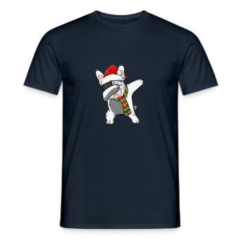Dabbing cool Mops Mädchen Damen Weihnachten Hund - Männer T-Shirt - Navy - Vorne - AI Model Male 178 light (178cm)