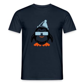 pingouin sourire intello expression bonnet - T-shirt homme - marine - Devant - AI Model Male 178 light (178cm)