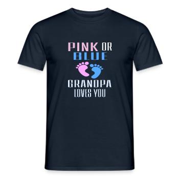 Pink Or Blue Grandpa Loves You Gift Outfit , Gende - Men's T-Shirt - navy - Front - AI Model Male 178 light (178cm)