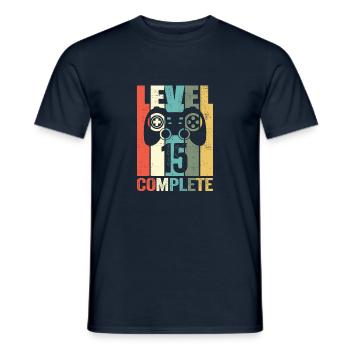 15th birthday gamer boy 15 years level 15 comp - Men's T-Shirt - navy - Front - AI Model Male 178 light (178cm)