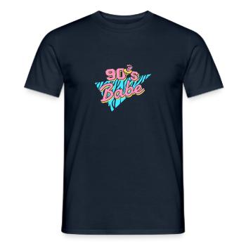 90s babe 90s kid nostalgia birthday gift - Men's T-Shirt - navy - Front - AI Model Male 178 light (178cm)