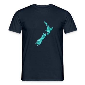 Neuseeland Karte im Polygonstil - Männer T-Shirt - Navy - Vorne - AI Model Male 178 light (178cm)