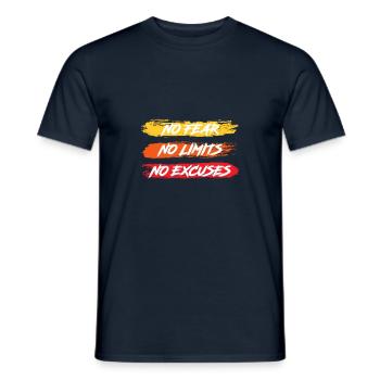 Motivation pas de peur pas de limites pas d'excuses - T-shirt homme - marine - Devant - AI Model Male 178 light (178cm)