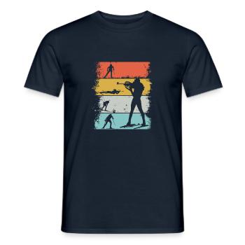 Vintage Retro Biathlon Winter Sports Biathlete - Men's T-Shirt - navy - Front - AI Model Male 178 light (178cm)