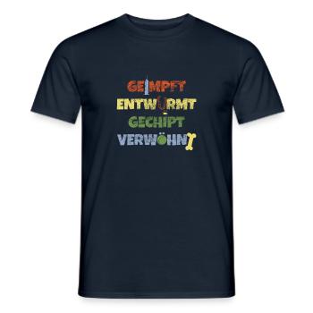 geimpft entwurmt gechipt verwöhnt Vierbeiner Liebe - Männer T-Shirt - Navy - Vorne - AI Model Male 178 light (178cm)