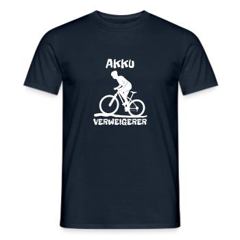 Akku Verweigerer - Fahrrad - Mountainbike - Männer T-Shirt - Navy - Vorne - AI Model Male 178 light (178cm)