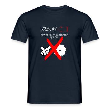 IT Never touch a runnung system - Men's T-Shirt - navy - Front - AI Model Male 178 light (178cm)