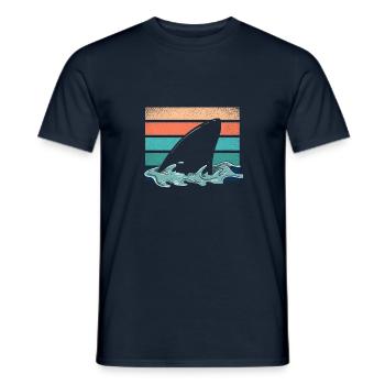 Vintage Shark Fin Shark Lovers - Men's T-Shirt - navy - Front - AI Model Male 178 light (178cm)