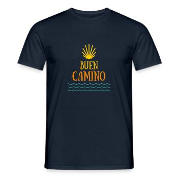 Buen Camino Pilgrim Greetings Way of St. James Spanish Camino - Men's T-Shirt - navy - Front - AI Model Male 178 light (178cm)
