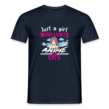 I Am Just A Girl Who Loves Anime And Cats - Männer T-Shirt - Navy - Vorne - AI Model Male 178 light (178cm)